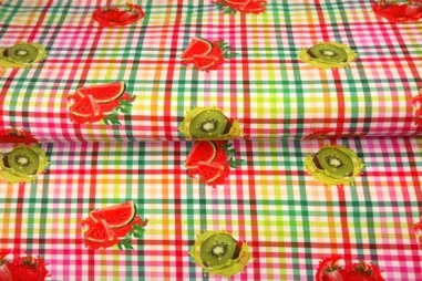 Multi stoffen - Tricot stof - digitaal geruit - multi - 23316