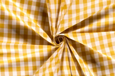 135gr/M² - Katoen stof - Boerenbont ruit (1,5cm) - oker - 5583-034