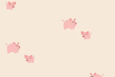 Uitverkoop - Tricot stof - varkentjes - gebroken wit - 21851-151