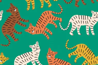 Babydeken stoffen - Tricot stof - tijger - groen - 21838-025