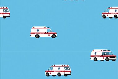 Auto print stoffen - Tricot stof - ambulance - aqua - 21862-004