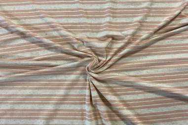96% viscose, 4% elastan - Jersey - gestreift - off-white mélange / lachsrosa mit Lurexstreifen - 325034-2