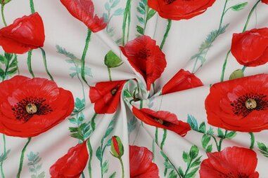 Oeko-Tex stoffen - Katoen stof - digitaal bloemen - wit - 3027-002