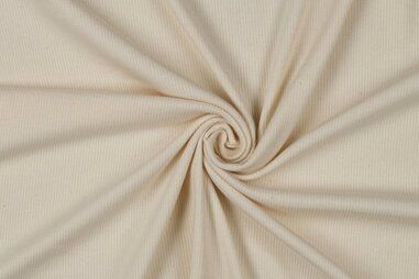 Ongebleekt - Tricot stof - ribcord - naturel - 1072-119 (BIO)