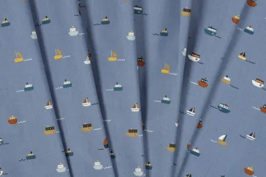 Tischdecke - Baumwolle mit Beschichtung - Boote - blau - 6043-011