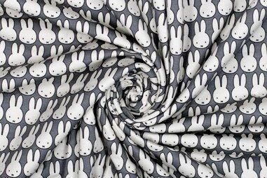 Tricot stoffen - Tricot stof - Nijntje Miffy - grijs ecru - 661007-23