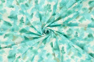 Embroidery stoffen - Katoen stof - paint brush embroidery - blauw multi - 20523-665