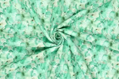 Katoenen stoffen - Katoen stof - digitaal fantasie embroidery - groen - 20525-307