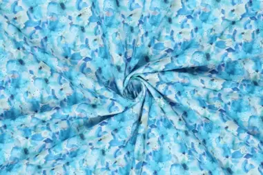 Kledingstoffen - Katoen stof - digitaal fantasie embroidery - lichtblauw - 20525-665