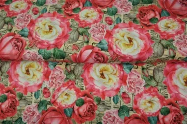 Stenzo stoffen uitverkoop - Tricot stof - digitaal bloemen - multi - 23902-22