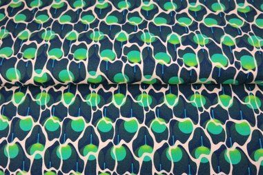 Stenzo stoffen uitverkoop - Tricot stof - digitaal abstract - blauw multi - 23948-12