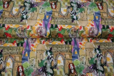 Stenzo stoffen uitverkoop - Tricot stof - digitaal fantasie - multi - 23958-22