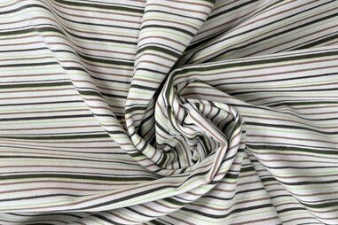 Overige merken stoffen - Stretch stof - bengaline - gestreept - groen beige wit lime - JT206