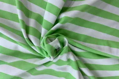 Overige merken stoffen - Katoen stof - lycra - gestreept - lime wit - JT224