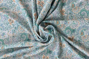 Lichtblauwe stoffen - Tricot stof - paisley - lichtblauw multi - JT225