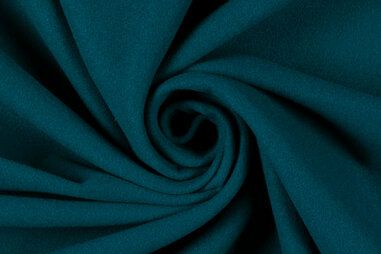 Petrol blauw - Polyester stof - mantelstof wool touch - petrol - 22115-024