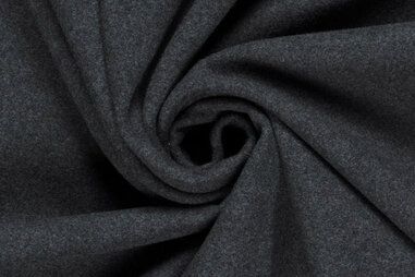 Donkergrijze stoffen - Polyester stof - mantelstof wool touch - donkergrijs - 22115-068