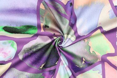 VH stoffen - Katoen stof - katoen satijn - abstract - paars multi - 4004-02
