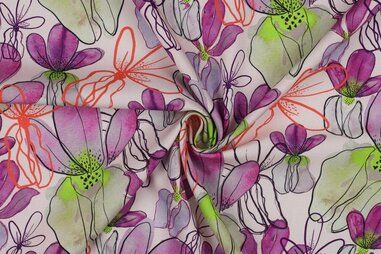 VH stoffen - Vicose stof - Ecovero - bloemen - lichtroze - 4007-002