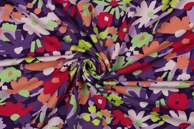 VH stoffen - Tricot stof - bloemen - bloemen - multi - 4018-002