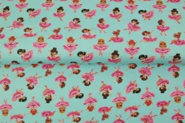 Stenzo stoffen uitverkoop - Tricot stof - digitaal poppetjes - lichtblauw - 23266-09