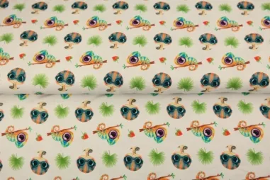 Stenzo stoffen uitverkoop - Tricot stof - digitaal - fantasie - gebroken wit - 23260-02