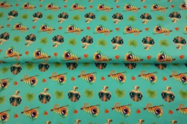 Stenzo stoffen uitverkoop - Tricot stof - digitaal fantasie - turquoise - 23260-99
