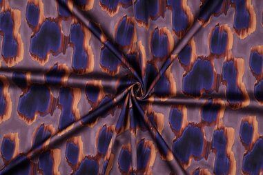 Lavendel stoffen - Katoen stof - katoen satijn - abstract - lavender blauw oranje - 3109-005