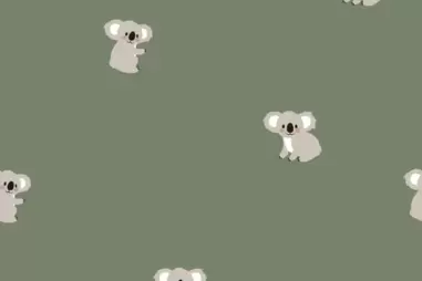 Donkergroene stoffen - Katoen stof - koala's - donkergroen - 21923-028