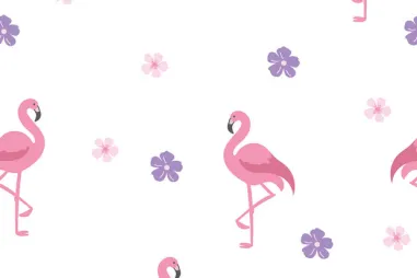 Stoffe - Baumwolle - Flamingos - weiß - 21971-050