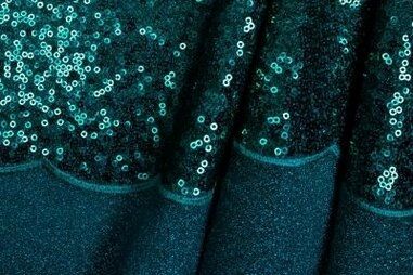 Feeststoffen - Polyester stof - scallop sequin - aqua blauw - 0830-670