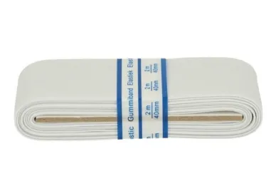 Gummi - Stevig elastiek 40 mm wit (per bundel)