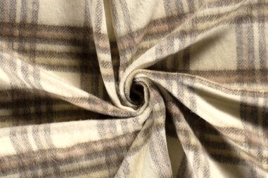 Winter stoffen - Polyester stof - brushed ruiten - gebroken wit - 22268-051