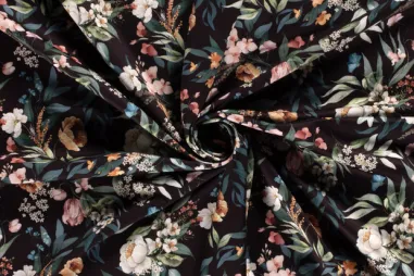  85% Polyester, 15% Spandex - Jersey - Sportbekleidung - Blumen - schwarz - 20329-069