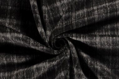 375gr/M² - Polyester stof - brushed jacquard ruiten - zwart - 22267-069