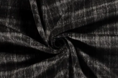 70% polyester, 30% wol stoffen - Polyester stof - brushed jacquard ruiten - zwart - 22267-069