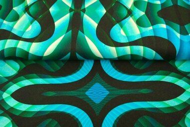 Stenzo Tricot stoffen - Tricot stof - digitaal abstract - turquoise multi - 23048-99