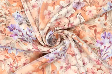 Orange Stoffe - Viscose stof - bloemen - lichtroze - 20672