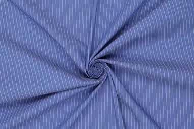 70% Polyester, 27% Baumwolle, 3% Spandex - Katoen stof - gestreept - blauw wit - 20632-650