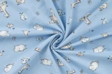 Stoffe - Tricot stof - baby dieren - blauw - 10267-910