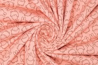 200gr/M² - Tricot stof - Nijntje Miffy - roze - 661008-30