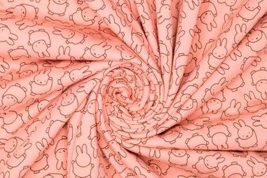 Babycape stoffen - Tricot stof - Nijntje Miffy - roze - 661008-30