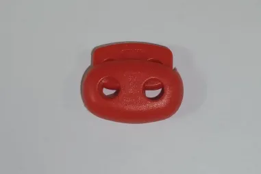 Kordelstopper - Rode ovale koordstopper - tweegaats 