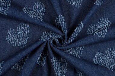 Dunkelblau - Spijkerstof - jeans - jacquard harten - donkerblauw - 3315-001