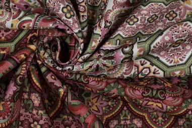 Multi Stoffe - Canvas stof - digitaal abstract - rood groen roze multi - 3011-006