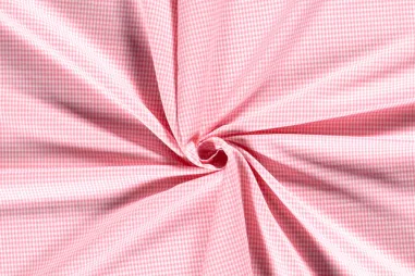 Katoen stof - poplin lakenkatoen - roze - 3121-017 - Katoen stof - boerenbont mini ruitje roze - 0.2 - 5581-011