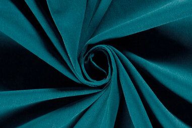 Blauwgroene stoffen - Ribcord stof - petrol - 9471-224