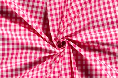 Geruite stoffen - Katoen stof - Boerenbont ruit (1 cm) - fuchsia - 5635-017 op=op