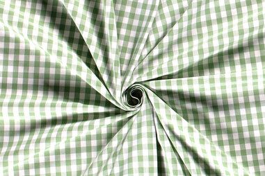 Mintgroene stoffen - Katoen stof - boerenbont ruit (1cm) - oudgroen - 5635-021