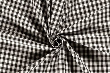 130gr/M² - Katoen stof - Boerenbont ruit (1 cm) - zwart - 5635-069